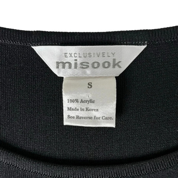 Exclusively Misook Black Acrylic Crew Neck Tank Top with Side Slits Size Small - Picture 14 of 15